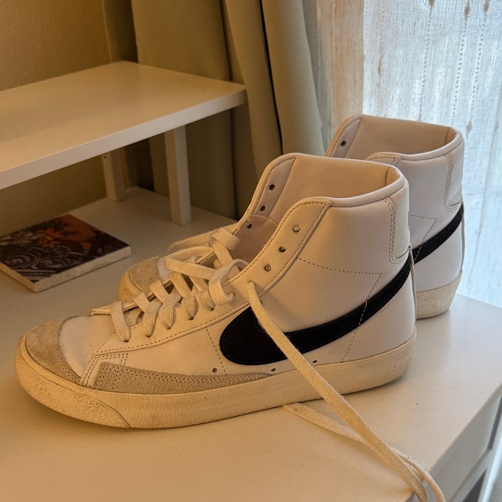 Nike White and Black High-Top Sneakers